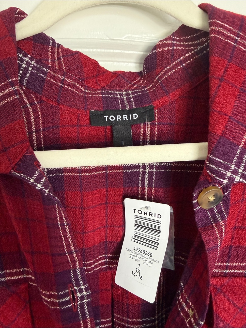 Torrid Plaid Button-Front Tunic Shacket - Picture 2 of 3